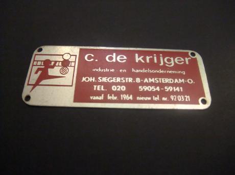 C. de Krijger industrie & handelsonderneming Joh. Siegerstraat  Amsterdam-  oost reparatieplaatje